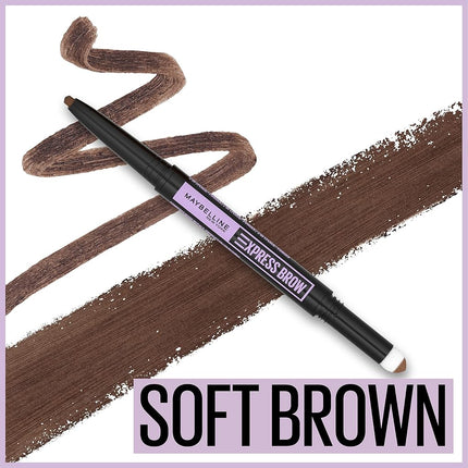 Maybelline Express Brow 2-In-1 Pencil and Powder, Eyebrow Makeup, Soft Brown, 0.02 fl. oz.