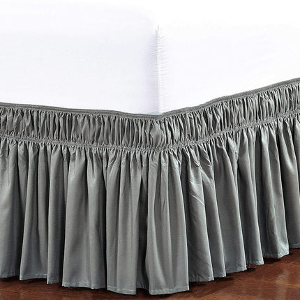 Elegant Comfort Three Fabric Sides Wrap Around Elastic Style Solid Bed Skirt, Easy On/Easy Off Dust Ruffled Bed Skirts 16 Inch Tailored Drop, Wrinkle and Fade Resistant