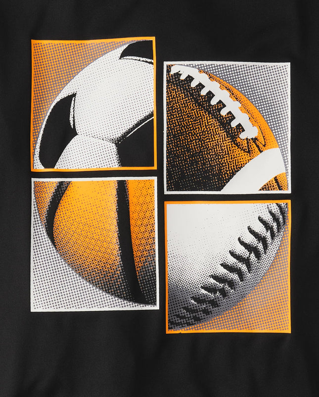 The Children's Place Boys' Active Performance Short Sleeve T-Shirt, Black Multi Sport, Small