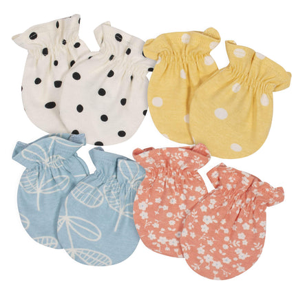 Gerber Baby-Girls 4-Pack Mittens, Ivory,yellow,blu