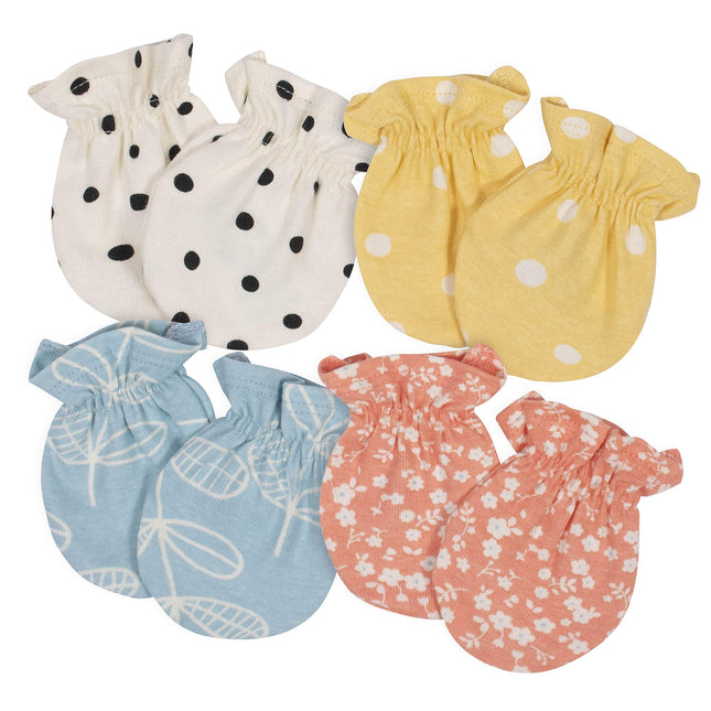 Gerber Baby-Girls 4-Pack Mittens, Ivory,yellow,blu