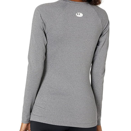Under Armour Women's Authentics Long Sleeves Crew Neck T-Shirt, Charcoal Light Heather (019)/Black, M