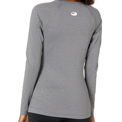 Under Armour Women's Authentics Long Sleeve Crew Neck T-Shirt, Charcoal Light Heather (019)/Black, XXL