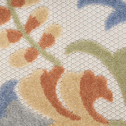 Nourison Aloha Indoor/Outdoor Ivory Blue 2'3" x 8' Area Rug, Easy Cleaning, Non Shedding, Bed Room, Living Room, Dining Room, Backyard, Deck, Patio (2x8)