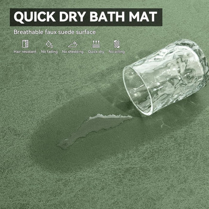 MontVoo -Bath Mat Rug-Rubber Backing Non Slip Quick Dry Absorbent Thin Bathroom Rugs Fit Under Door-Faux Suede Surface Bathroom Floor Mats-Shower Rug for in Front of Bathtub Shower Sage Green 17x27.5