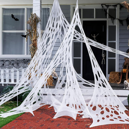 JOYIN 1000sqft(6x2M) Halloween Spider Web Outdoor Decoration, Giant Spider Cobwebs Halloween Decor Outside, DIY Stretchy Flexible Spiderweb Decor for Haunted House Party Decorations Supplies