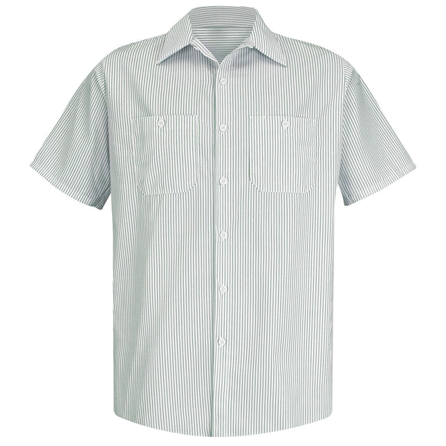 Red Kap Men's Industrial Stripe Work Shirt, Regular Fit, Short Sleeve