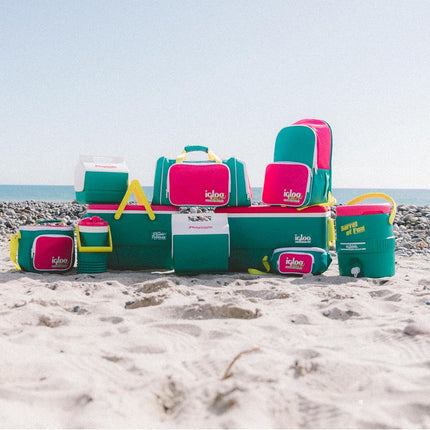 Igloo 90s Retro Collection Square Lunch Box Cooler with Front Pocket and Adjustable Strap, Neon