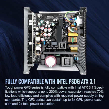 Thermaltake Toughpower GF3 850W 80+ Gold Full Modular SLI/Crossfire Ready ATX 3.0 Standard Power Supply, PCIe Gen.5 12VHPWR Connector Included, PS-TPD-0850FNFAGU-4, Black (9B17-153-438)