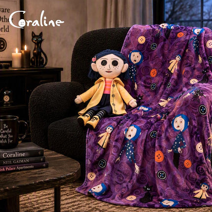 Franco Collectibles Coraline Button Eyes Bedding Super Soft Cozy Plush Throw, 46 in x 60 in, (Officially Licensed Product)