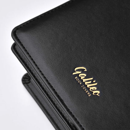 GALILEO® Double AA Big Book Cover & 12 Steps & 12 Traditions | AA Gift | Alcoholics Anonymous | PU Leather | Coin Holder | AA Book Covers for Hardcover (Serenity Prayer/Coin Pocket/Black)