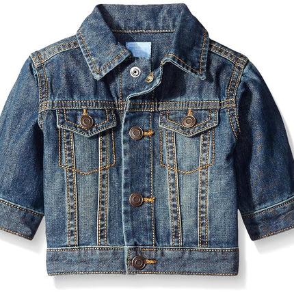 The Children's Place Blouson en jean à manches longues pour bébé, bleu délavé foncé, 0-3 mois
