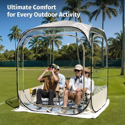 EAST OAK Weather Sports Tent for Fishing & Outdoors | Pop Up Bubble Tent Instant Sun & Rain Shelter | No Condensation, Spacious Interior, Ultra Visibility | All Weather Protection | 50L*50W*68.9H