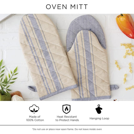 DII 100% Cotton Solid Chambray Kitchen Set, Oven Mitts, Rose, 2 Piece