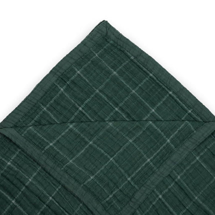 Little Unicorn Premium Quilted Throw | Super Soft, Multi-Layered Muslin XL Blanket| Great for Kids & Families (Evergreen Plaid)