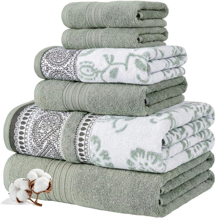 Modern Threads 6 Piece Set, 2 Bath Towels, 2 Hand 
