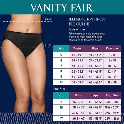 Vanity Fair Women's Illumination Hi Cut Panty 13108 Briefs, Star White, Medium