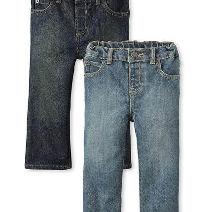 Jeans bootcut basiques multipack The Children's Place pour bébés garçons et tout-petits, Dry Indigo/Tide Pool, lot de 2, 6-9 mois