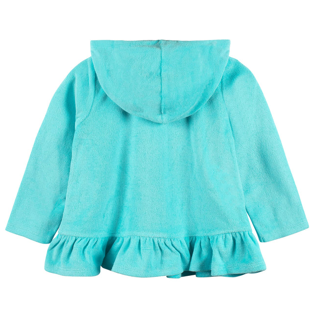 Gerber Sudadera con Capucha y Cremallera para Niña Pequeña, Cubrebañador de Felpa, Aguamarina, 4T, Aguamarina, Pequeño