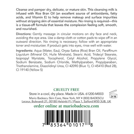 Mario Badescu Cleansing Milk with Carnation & Rice Oil - for Dry/Sensitive Skin Types 177ml
