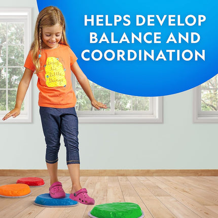 National Geographic Stepping Stones for Kids – Durable Non-Slip Balance Stones Encourage Toddler Gross Motor Skills, Indoor & Outdoor Toys, Obstacle Course (Set of 10)