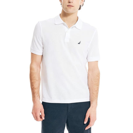 Nautica Men's Classic Short Sleeve Solid Performance Deck Polo Shirt, Bright White, 3XL Big