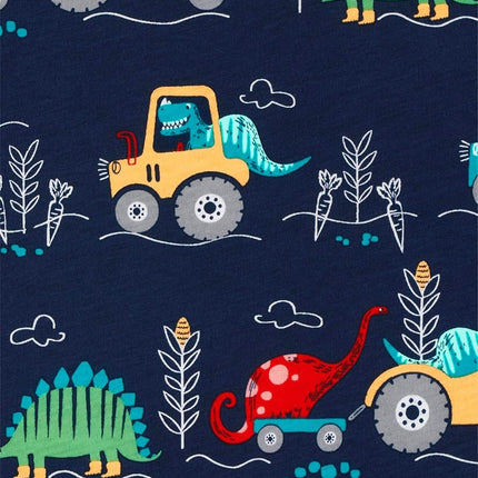 The Children's Place Baby Toddler Boys Short Sleeve Crew Neck Tees, Dino Farmer 4-Pack, 18-24 Months