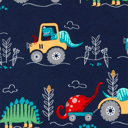 The Children's Place Baby Toddler Boys Short Sleeve Fashion Top, Allover Dino Tractor/Dino Tractor Pocket/Dino Tractor Graphic/Striped 4-Pack, 3T
