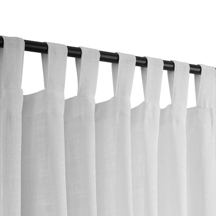 White Linen Semi Sheer Curtains Tab Top Light Filt