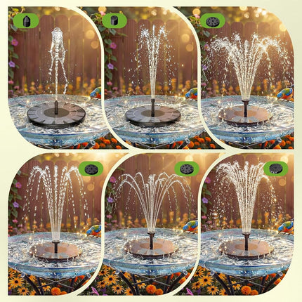AISITIN 2.5W Solar Bird Bath Fountain Pump, Solar Fountain Pump for Bird Bath with 6 Nozzles, 6.7" Solar Powered Water Fountain Pump for Garden, Ponds, Pool, Fish Tank, Aquarium and Outdoor
