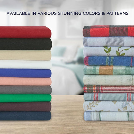 Elegant Comfort Soft 4-Piece 100% Turkish Cotton Flannel Sheet Set - Premium Quality, Deep Pocket Fitted Sheet, Ultra Soft, Cozy Warm and Anti-Pill Flannel Sheets - Twin XL, Buffalo Check Gray