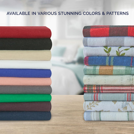 Elegant Comfort Ultra Soft 4-Piece 100% Turkish Cotton Flannel Sheet Set - Buffalo Check Plaid Flannel Sheets, Warm and Cozy Anti-Pill Premium Quality, Deep Pocket Fitted Sheet- Twin XL, Burgundy