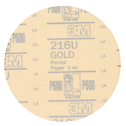 3M 00923 Hookit Gold 6" P600A Grit 216U Paper Disc