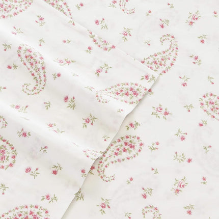 Laura Ashley - King Sheets, Soft Sateen Cotton Bedding Set - Sleek, Smooth, & Breathable Home Decor (Bristol Paisley, King)