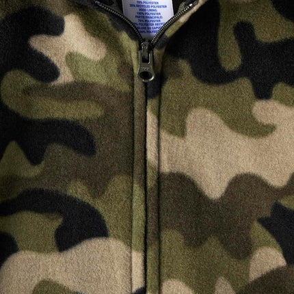 The Children's Place Boys One Piece Fleece Pajamas Set Long Sleeve Zipper Sleepwear Set (1PCS), Green Camouflage, XS