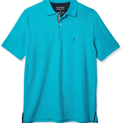 Nautica Men's Classic Fit Short Sleeve Solid Performance Deck Polo Shirt, Tropic Wave, 5X-Large Tall