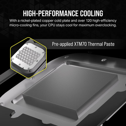 Corsair XC7 RGB ELITE LCD CPU Water Block - 480x480 IPS LCD Screen - 31 RGB LEDs - USB-C - Fits Intel® LGA 1700, AMD® AM5 and older - White