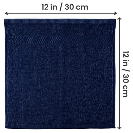 Utopia Towels Premium Washcloth Set, 12 by 12 Inches, 600 GSM 100% Cotton Face Cloths, Highly Absorbent and Soft Feel Fingertip Towels, 12 Pack, Navy