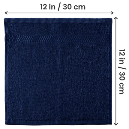 Utopia Towels Juego de toallitas de primera calidad, 30 x 30 cm, toallas faciales 100 % algodón de 600 g/m², toallas de mano altamente absorbentes y suaves, paquete de 12, azul marino
