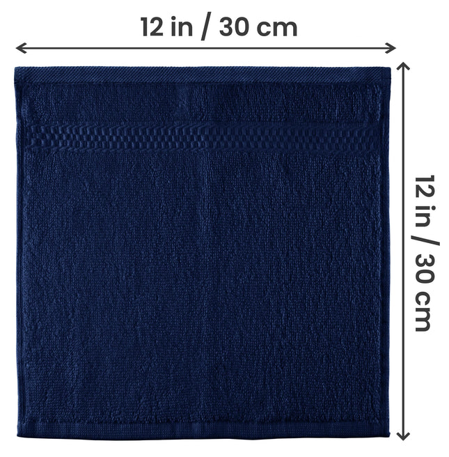 Utopia Towels Premium Washcloth Set, 12 by 12 Inches, 600 GSM 100% Cotton Face Cloths, Highly Absorbent and Soft Feel Fingertip Towels, 12 Pack, Navy