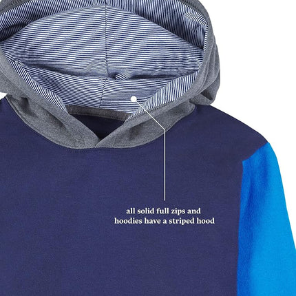 Sudadera polar, con capucha, pantalones de chándal y joggers, chaleco Fruit of the Loom para niño – Gris jaspeado/Azul marino, Pequeño