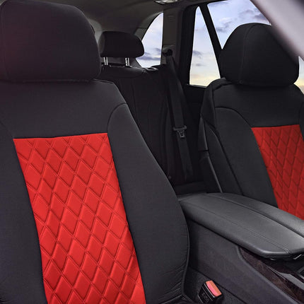 FH Group Front Set Neosupreme Car Seat Cover for Low Back Seats with Removable Headrest, Universal Fit, Airbag Compatible, Seat Cover for SUV Red/Black