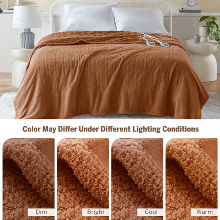 Serta Heated Blanket, Electric Queen Size Blanket, Soft, Warm, Fuzzy Heating Blanket Queen for Office, Couch, 1-12 hr Auto Shut Off Timer, 10 Lv Heat Setting, ETL Certified, Queen 84" x 90" Rust