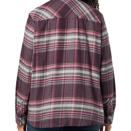 Dickies Womens L/S Plaid Shirt-Plus, Plum Perfect, 1 Plus