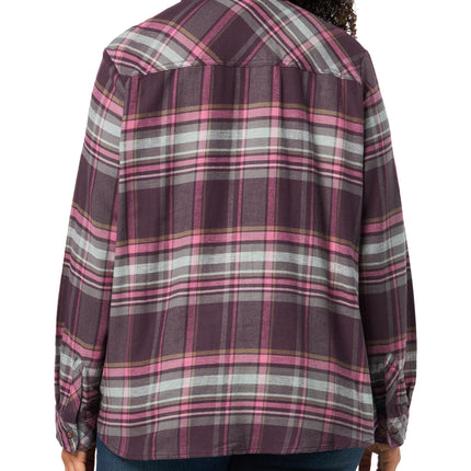 Dickies Womens L/S Plaid Shirt-Plus, Plum Perfect, 1 Plus