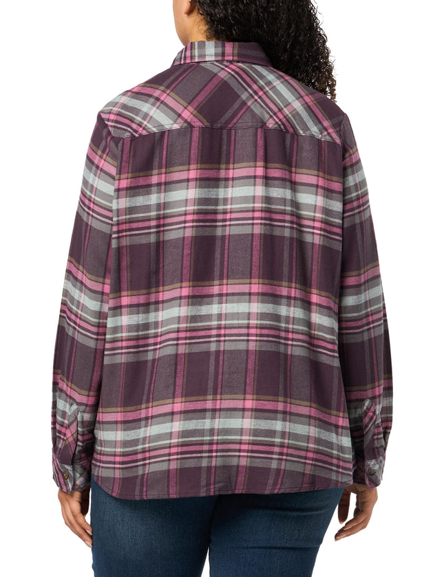 Dickies Womens L/S Plaid Shirt-Plus, Plum Perfect, 1 Plus