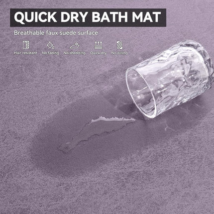 MontVoo -Bath Mat Rug-Rubber Backing Non Slip Quick Dry Absorbent Thin Bathroom Rugs Fit Under Door-Faux Suede Surface Bathroom Floor Mats-Shower Rug for in Front of Bathtub Shower Lavender 16"x24"