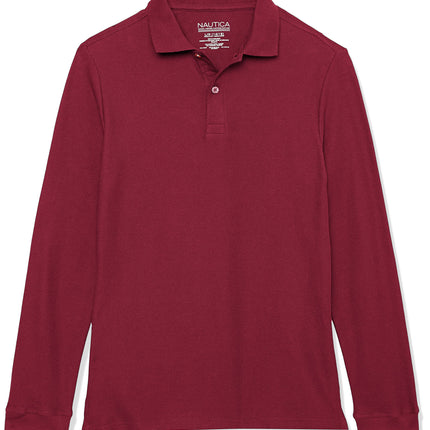 Nautica Boys' School Uniform Long Sleeve Polo Shir
