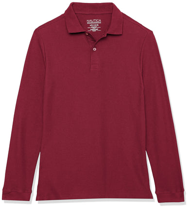 Nautica Boys' School Uniform Long Sleeve Polo Shir