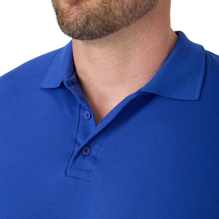 Hanes Men's Pique Short Sleeve Shirt, Three-Button Midweight Polo, Deep Royal, XXL